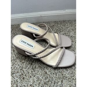Steve Madden Dion Heeled Braided Women’s Sandal - Taupe, Size 7 Great Condition
